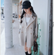 Loose Contrast Color Casual Creamy-white Short Trench Coat