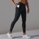 Nude Feel Skin-friendly Cross Waist Pocket Stretch Fitness Sports Ninth Pants