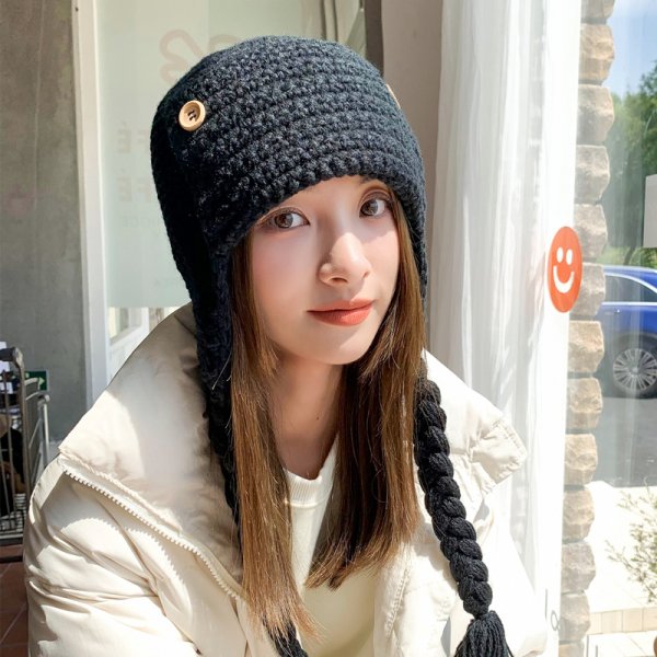 Versatile Fashion Braided Baotou Wool Warm Hat Children