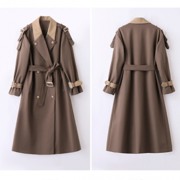 Trench Coat Women's Mid-length Casual Fashion Over The Knee Overcoat