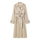 European  American And French Style Double Row Ornament Belt Trench Coat