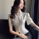 Satin Shirt Women's Tight Waist V-neck High-end Temperament Top