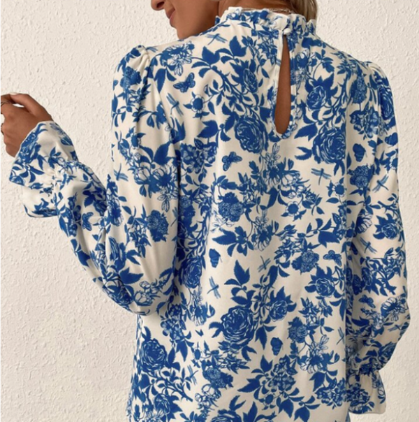 All-matching Loose And Elegant French Printed Women's Shirt